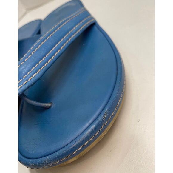 Authentic Gucci Women’s Sandals Blue Leather Embroidered Flip Flop Thong Sz 39 - Picture 5 of 11